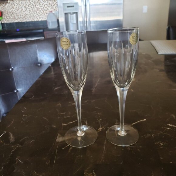 KROSNO Hand blown set of 2 hand polished hand cut champagne clear glass - Picture 5 of 12